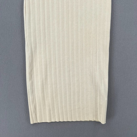 ENZA COSTA Dress Womens Small Cream Rib Scoop Back Midi Dress Stretch Low Back - Picture 6 of 16